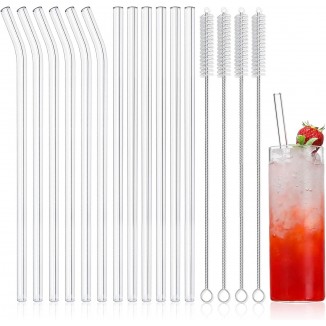 16-Pack Reusable Glass Straws, Clear Glass Drinking Straw, 10''x10 MM