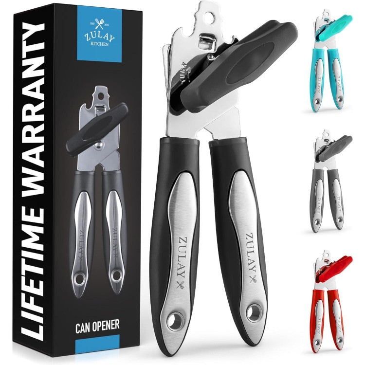 Kitchen Can Opener Handheld - Durable Manual Can Opener Smooth Edge Cut Stainless Steel Blades - Heavy-Duty Can Opener