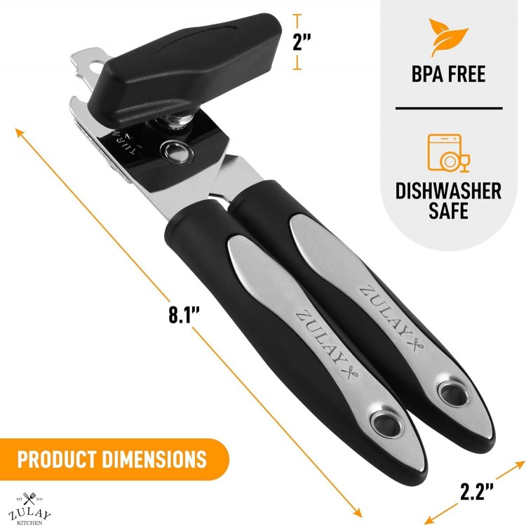 Kitchen Can Opener Handheld - Durable Manual Can Opener Smooth Edge Cut Stainless Steel Blades - Heavy-Duty Can Opener