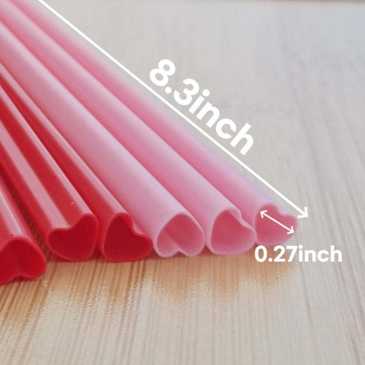 100pcs Heart Shaped Pink Straws Disposable Drinking Cute Straw