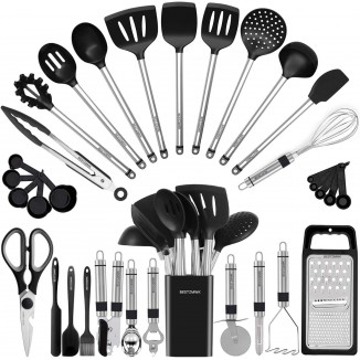 Kitchen Utensil Set-Silicone Cooking Utensils-33 Kitchen Gadgets & Spoons for Nonstick Cookware-Silicone