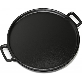 Cast Iron Pizza Pan - 14-Inch Baking Pan for Oven, Stovetop, Grill, or Campfires - Durable, Even-Heating