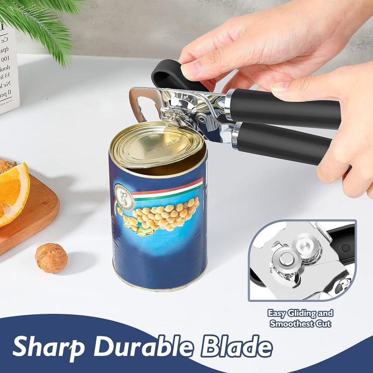 Can Opener Manual Handheld Heavy Duty Hand Can Opener Smooth Edge Stainless Steel Can Openers Top Lid 
