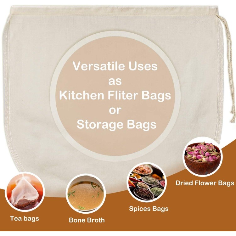 3 PCS 12x12 Nut Milk Bags - 100% Unbleached Cotton Cheesecloth