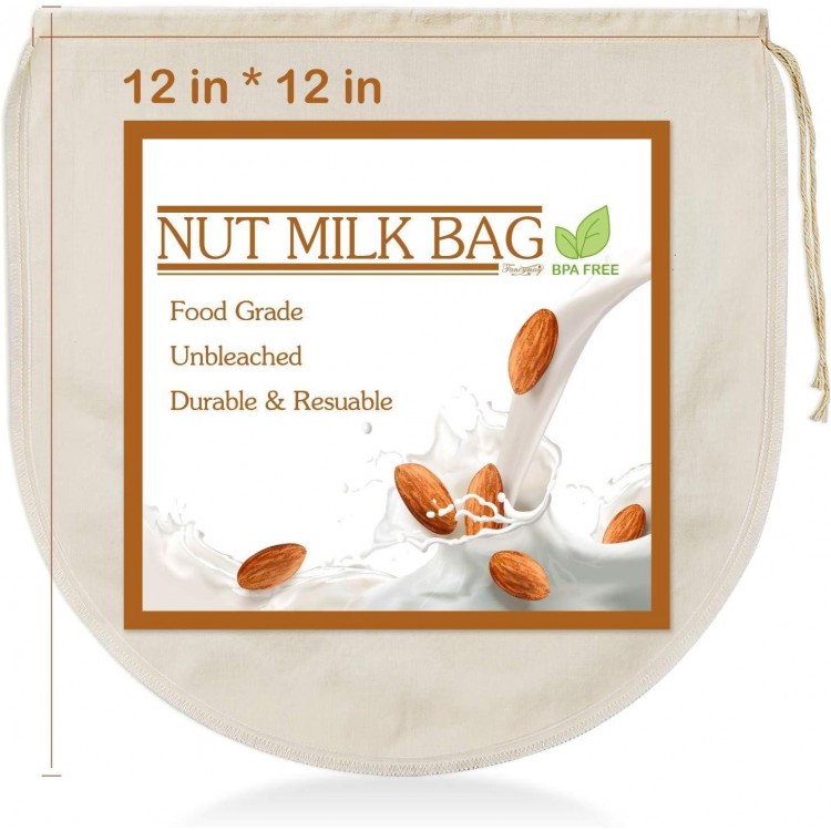 3 PCS 12x12 Nut Milk Bags - 100% Unbleached Cotton Cheesecloth