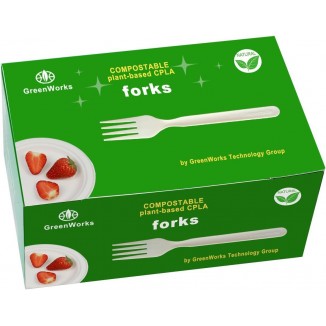 Heavy-duty Compostable Forks, BPI Certified 100 Count 7 Large Disposable Cutlery Utensils Silverware Flatware Fork