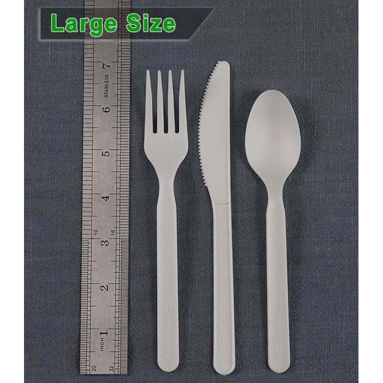 Heavy-duty Compostable Forks, BPI Certified 100 Count 7 Large Disposable Cutlery Utensils Silverware Flatware Fork