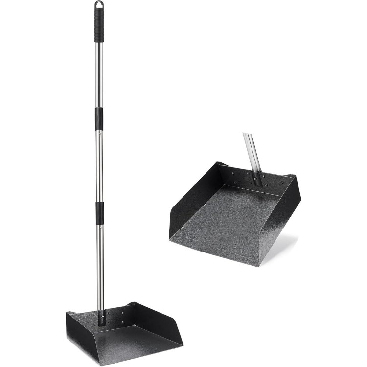 Heavy Duty Metal Upright Dustpan - Long Handled Stand Up Dustpans - Best Dustpans for Home/Lobby/Shop/Garage/Yard