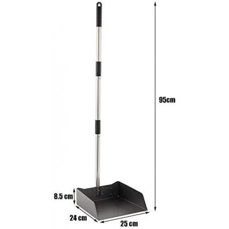 Heavy Duty Metal Upright Dustpan - Long Handled Stand Up Dustpans - Best Dustpans for Home/Lobby/Shop/Garage/Yard