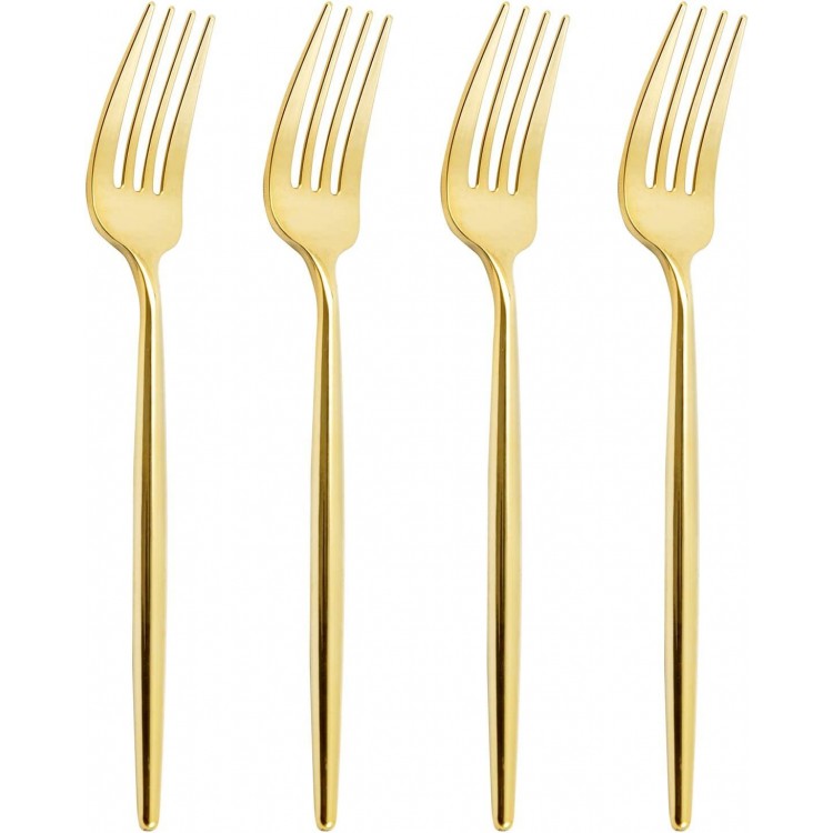 U-QE 180Pcs Gold Plastic Forks, Disposable Heavy Duty Plastic Forks, Heavyweight Plastic Forks, Gold Plastic Silverware Perfect