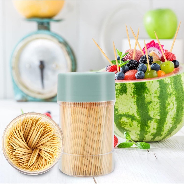 Bamboo Toothpicks [3000 Count] - With Reusable Toothpick Holder