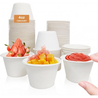 100pcs 4oz Disposable Sauce Cups, Dipping Sauce Cups, Biodegradable Pulp Sauce Cups, Containers