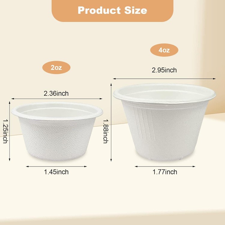 100pcs 4oz Disposable Sauce Cups, Dipping Sauce Cups, Biodegradable Pulp Sauce Cups, Containers