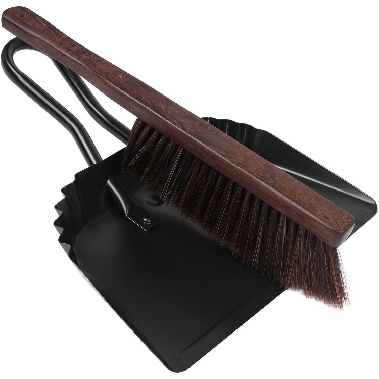 Dustpan and Brush Set-Handheld Angled Dust Pan and Hand Broom Set,Whisk Broom Wood Mini Broom Dust Pans Set