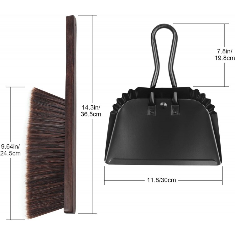 Dustpan and Brush Set-Handheld Angled Dust Pan and Hand Broom Set,Whisk Broom Wood Mini Broom Dust Pans Set