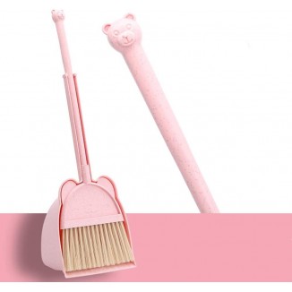 Mini Broom with Dustpan for Kids,Little Housekeeping Helper Set (Pink)