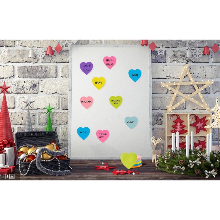 Heart Sticky Notes 3x3 in, 8 Pads, Super Cute Bright Color