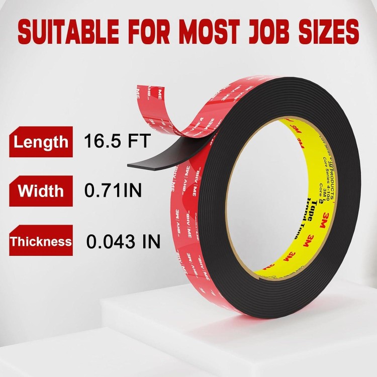 3M Double Sided Tape Heavy Duty 16.5FT,Double Sided mounting Tape