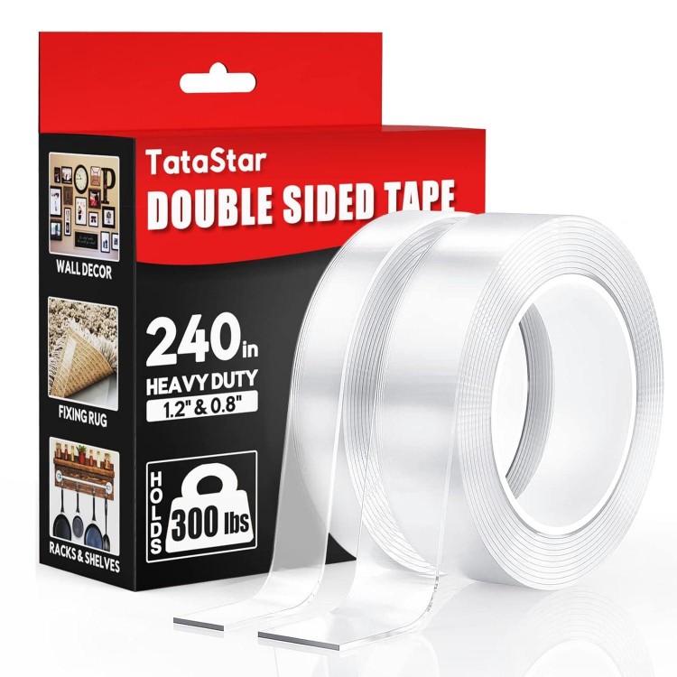 2 Rolls Double Sided Tape Heavy Duty - 240 x 1.2 & 0.8 - Removable Nano Tape