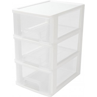 3 Drawer Storage Organizer, White Plastic Drawer Storage Organizer, Small Drawer Desktop Organizer for Home, Office