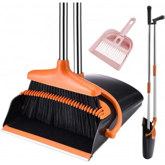 Windproof Stand Up Dustpan with Broom Combo for Home Kitchen Room Office Lobby Floor Use