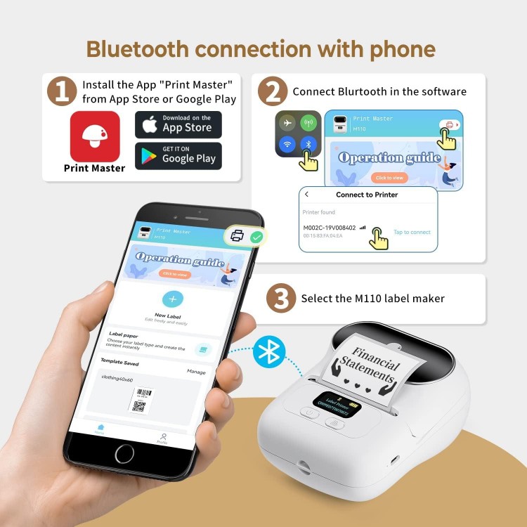 Label Makers - Portable Bluetooth Thermal Label Maker Machine