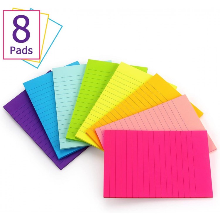 8 Pads Lined Sticky Notes Sticky Notes with Lines Self-Stick Note