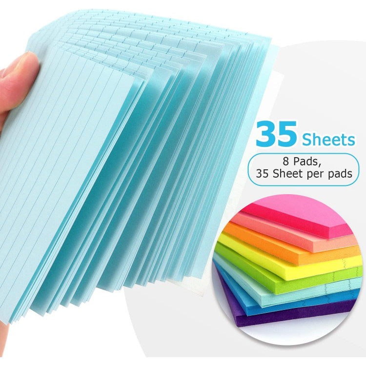 8 Pads Lined Sticky Notes Sticky Notes with Lines Self-Stick Note