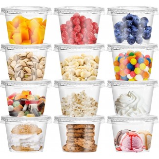 50 Pack 8 OZ Disposable Plastic Cups with Lids,Clear Dessert Cups Plastic Containers with Lids for Drink