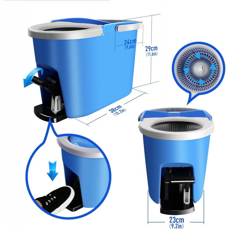 1 Cleaning Brush, Self Wringing Mop and Foot Pedal Bucket System for Hardwood Laminate Ceramic Marble Tile Floor Cleaning