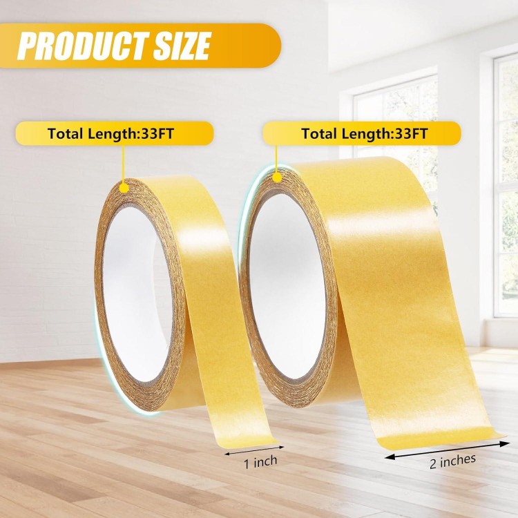 2 Packs Double Sided Mesh Tape Heavy Duty Super Sticky 66 FT