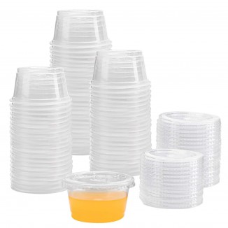 Hedume 300 Sets 4oz Portion Cups with Lids, BPA-Free Clear Disposable Plastic Cups for Souffle, Jello, Meal Prep