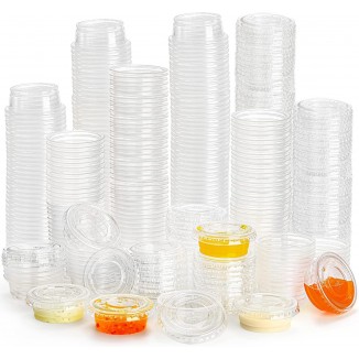 Frcctre 400 Pack 0.5 Oz Disposable Plastic Portion Cups with Lids, Small Jello Shot Cups