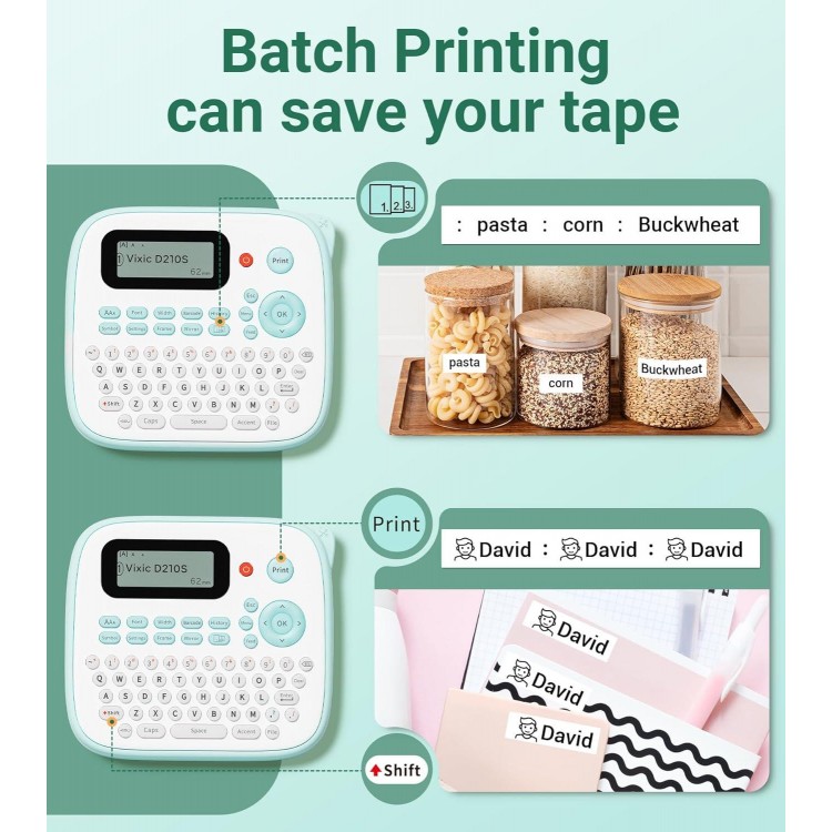 Label Maker, D210S Label Maker Machine with 4 Laminated Tapes