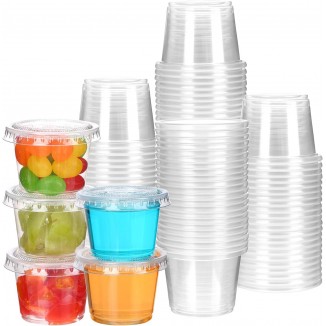 Moretoes 250pcs 1oz Jello Shot Cups with Lids, 30ml Plastic Shot Glasses, Small Disposable Containers with Lids