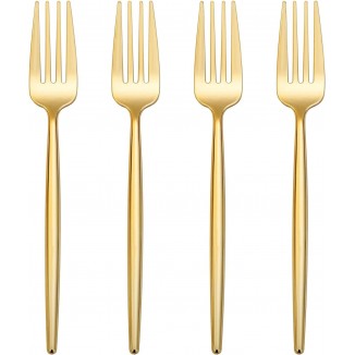 I00000 90 Pcs Gold Plastic Forks, Gold Plastic Silverware, Gold Disposable Utensils
