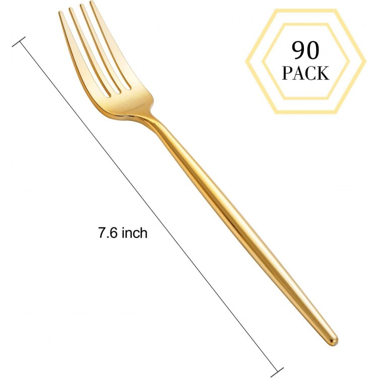 I00000 90 Pcs Gold Plastic Forks, Gold Plastic Silverware, Gold Disposable Utensils