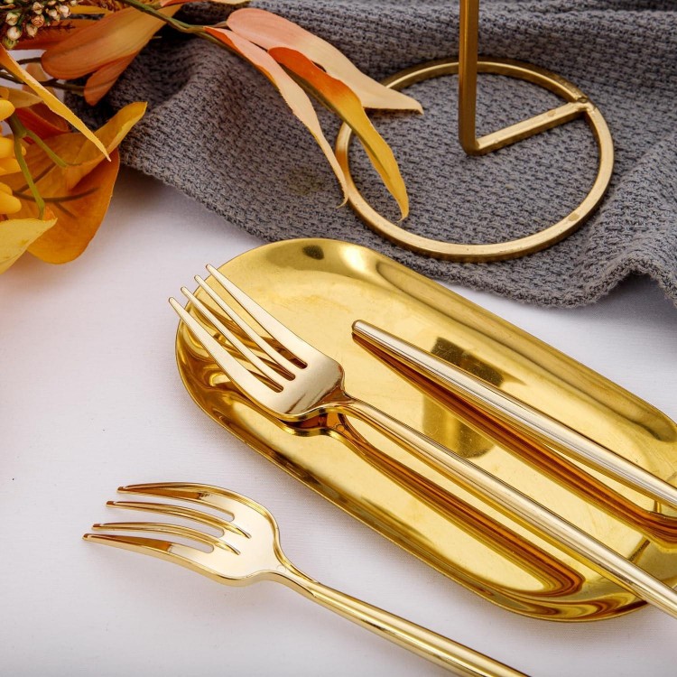 I00000 90 Pcs Gold Plastic Forks, Gold Plastic Silverware, Gold Disposable Utensils