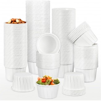 200 pcs 2 oz Paper Souffle Portion Cups,Small Disposable Paper Souffle Cup for Ketchup,Condiments,Medicine,Tasting