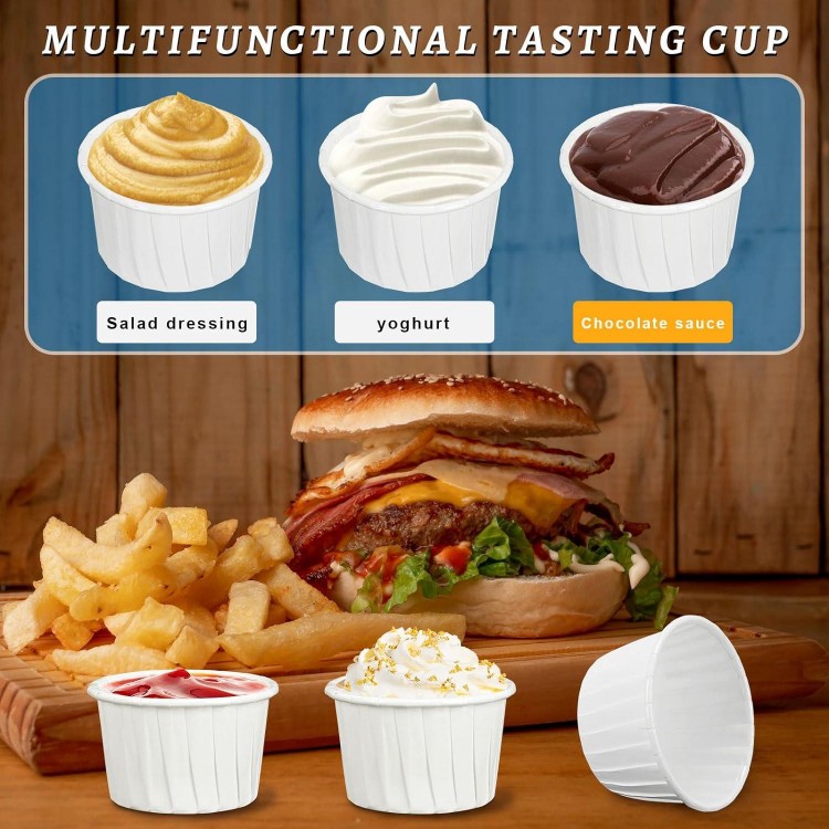 200 pcs 2 oz Paper Souffle Portion Cups,Small Disposable Paper Souffle Cup for Ketchup,Condiments,Medicine,Tasting