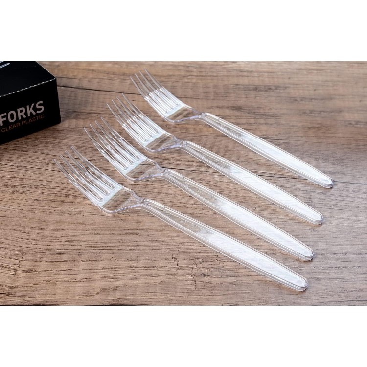Plastic Forks Heavy Duty, Clear Disposable Party Supply, Pack of 80