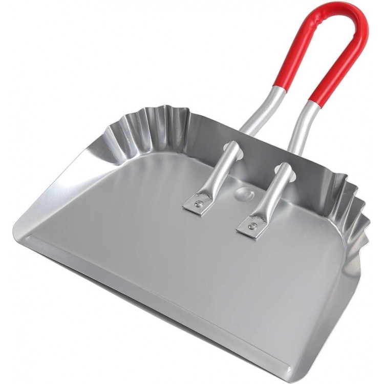 Metal Dustpan 17”, Aluminum Dust Pans Heavy Duty Does not Chip or Bend Sheet Metal Edge Flat Against Floor for