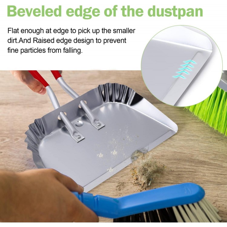 Metal Dustpan 17”, Aluminum Dust Pans Heavy Duty Does not Chip or Bend Sheet Metal Edge Flat Against Floor for