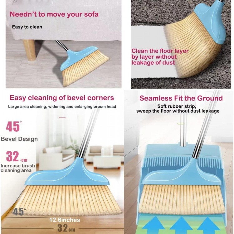  Dustpan,Anti-Scratch Edge, 15°Angle Ergonomic Design,Seamless Rubber Strip Fit The Ground to Avoid Dust Leakage,Used for Home Office