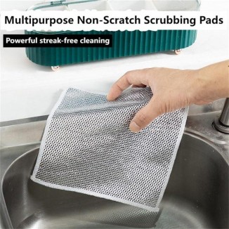 New Multifunctional Double Layer Non Scratch Metal Wire Dishcloth, Microfiber Dish Rags Scrubbing Pads, Kitchen Cleaning Cloths
