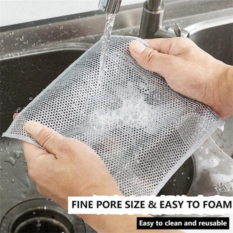 2024 New Multipurpose Wire Dishwashing Rags for Wet and Dry, Non Scratch Wire Dishcloth Scrubbing Wire Dishwashing Rags