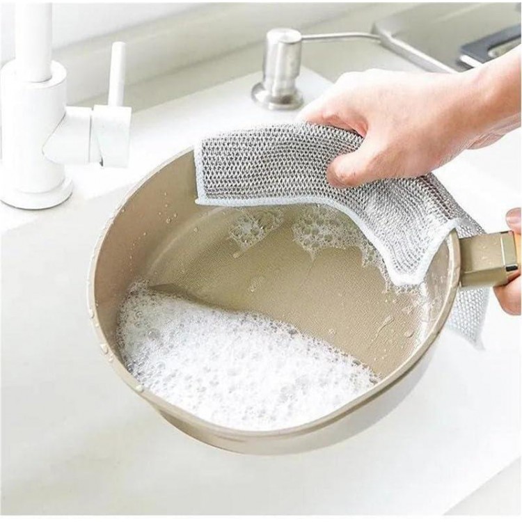 2024 New Multipurpose Wire Dishwashing Rags for Wet and Dry, Non Scratch Wire Dishcloth Scrubbing Wire Dishwashing Rags
