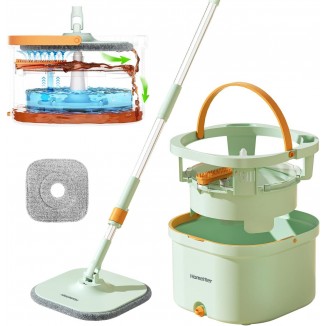 Detachable Washable Reusable Mop System with Mop Pad Replacement for Hardwood, Laminate, Tile, Floor Cleaning