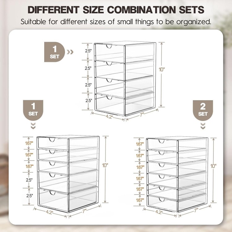 Acrylic Drawer Organizers - 21 Drawers 4 Set - Clear Storage Drawers for Office Supplies - Stackable Makeup Organizer