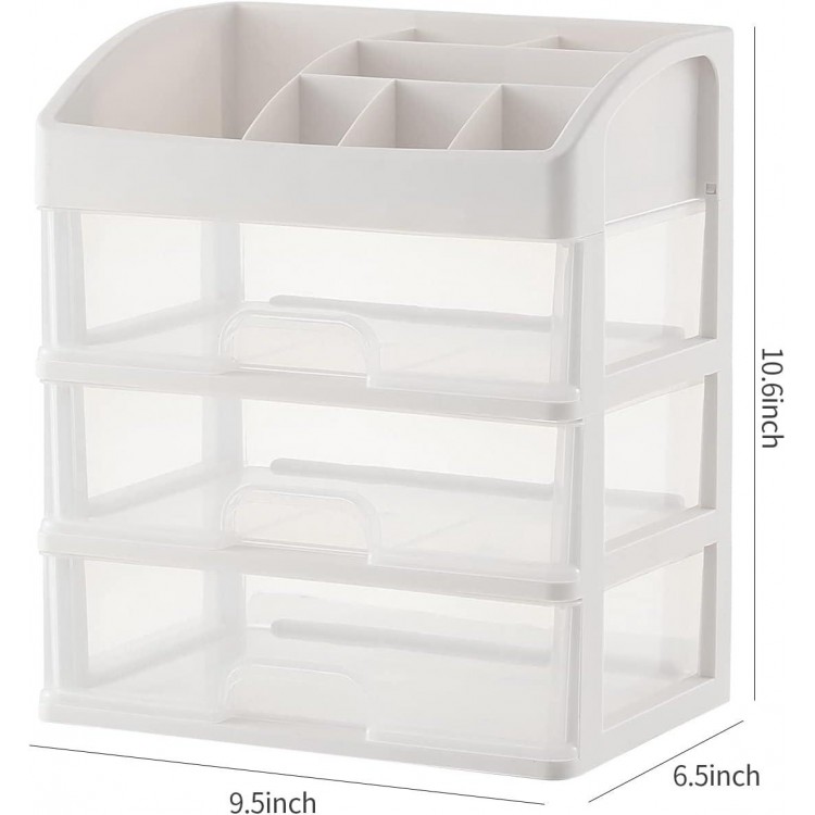 Desk Organizer with Drawers, 3 Drawer Desktop Plastic Storage, Clear Desktop Storage Drawers